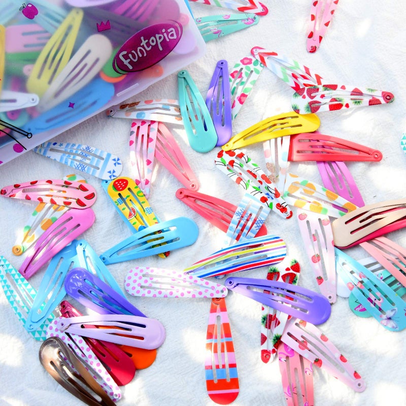 Funtopia 120 Pcs Funtopia 2 Inch Candy Color Barrettes and Non-Slip Metal Snap Hair Accessories for Kids, Teens, and Women (40 Assorted Colors) - Image 3